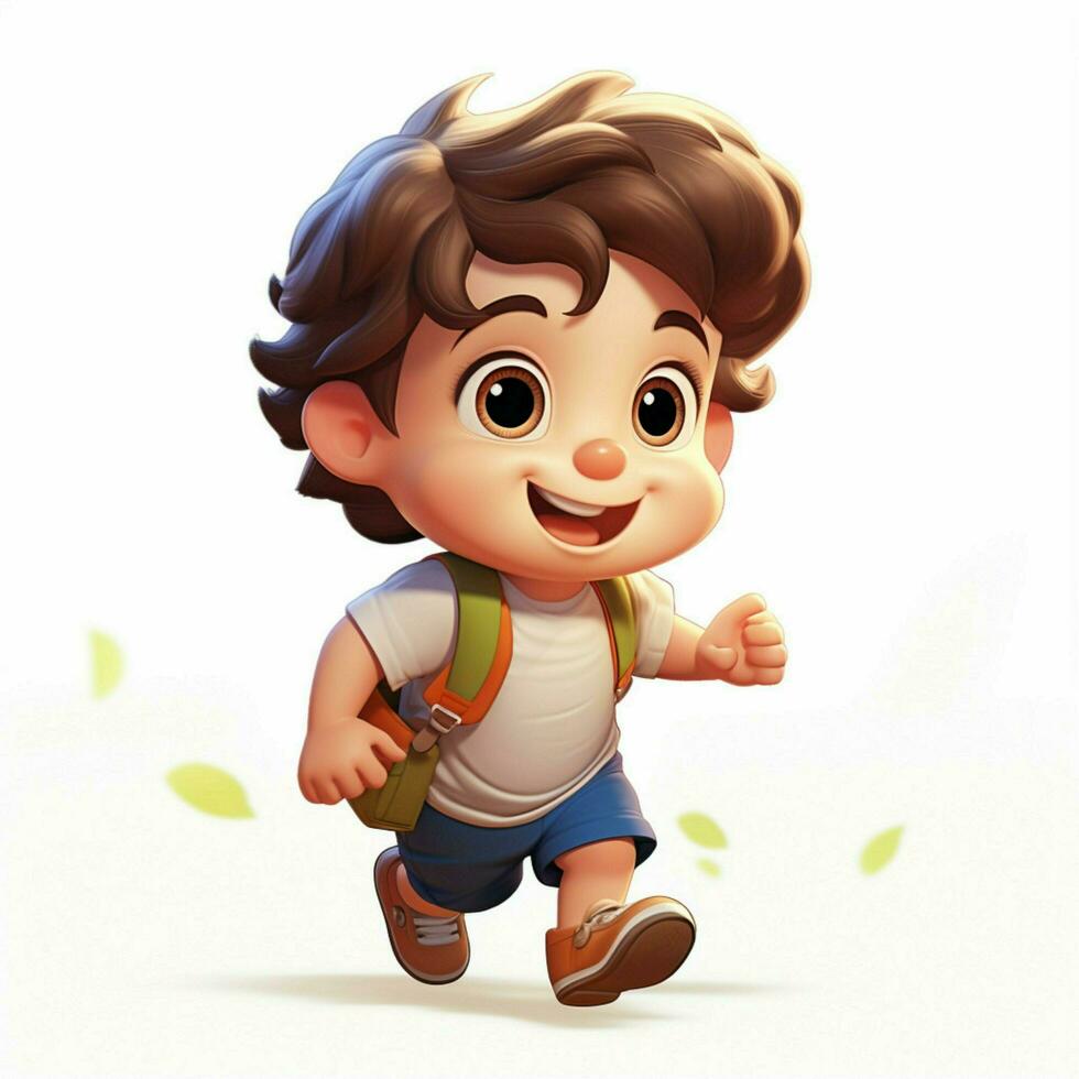 Child 2d cartoon illustraton on white background high qual photo