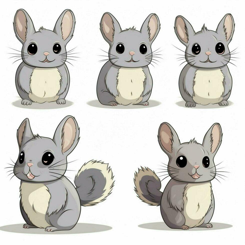 chinchillas 2d dibujos animados vector ilustración en blanco backgr foto