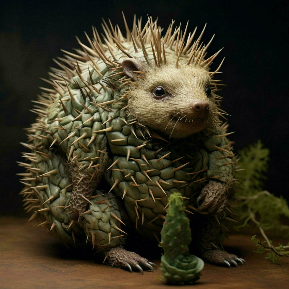 Chubby animal covered in prickly spines photo