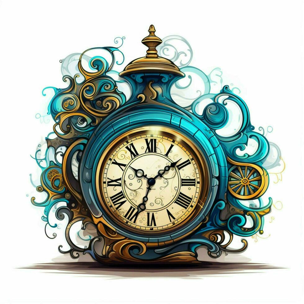 Clock 2d cartoon illustraton on white background high qual photo