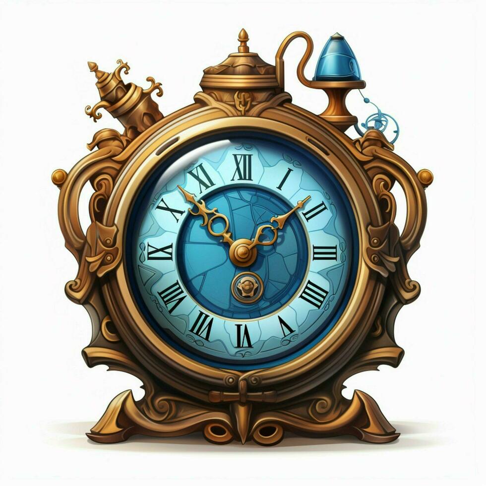 Clock 2d cartoon illustraton on white background high qual photo