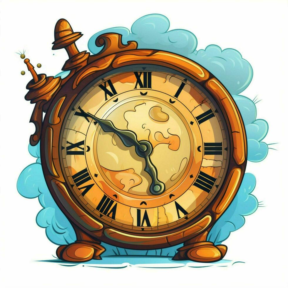 Clock 2d cartoon vector illustration on white background h photo