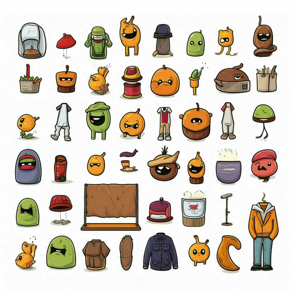 Clothing Objects Emojis 2d cartoon vector illustration on photo