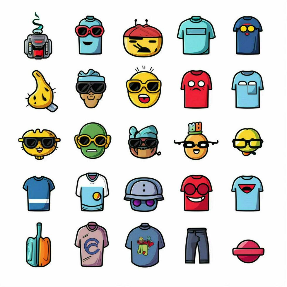 Clothing Objects Emojis 2d cartoon vector illustration on photo