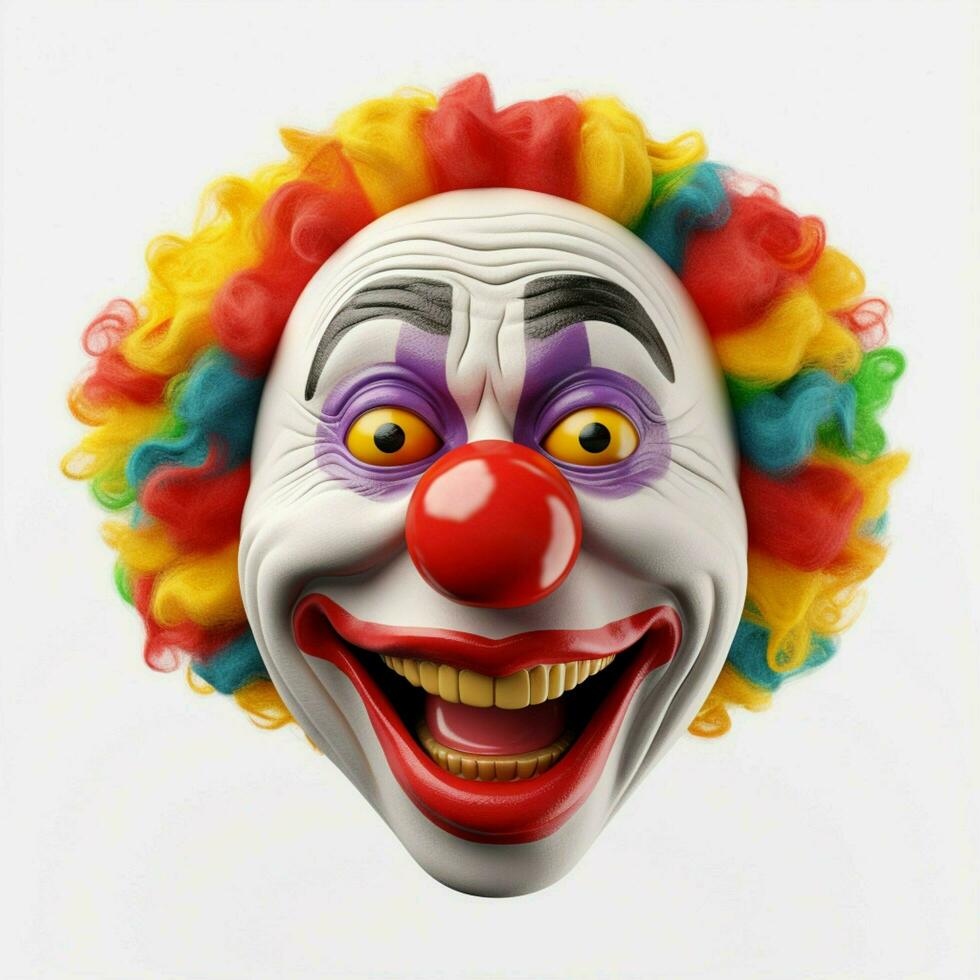 payaso cara emoji en blanco antecedentes alto calidad 4k hdr foto