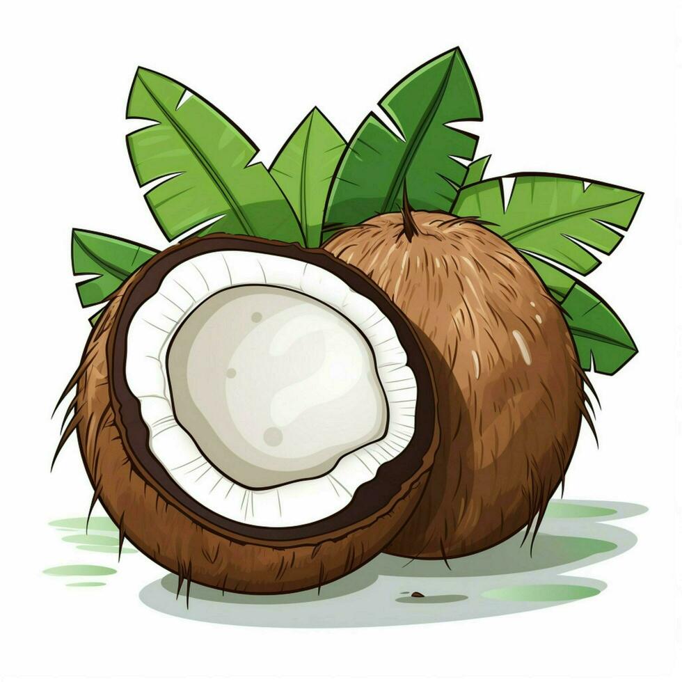 Coconut 2d vector illustration cartoon in white background photo