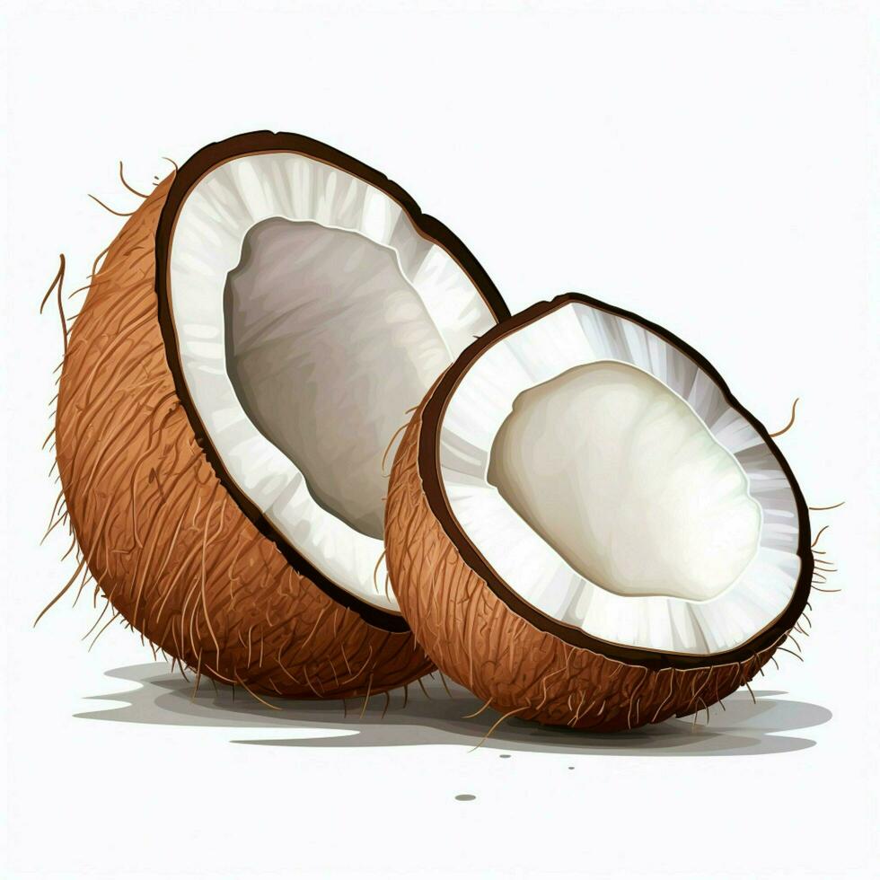 Coconut 2d cartoon illustraton on white background high qu photo