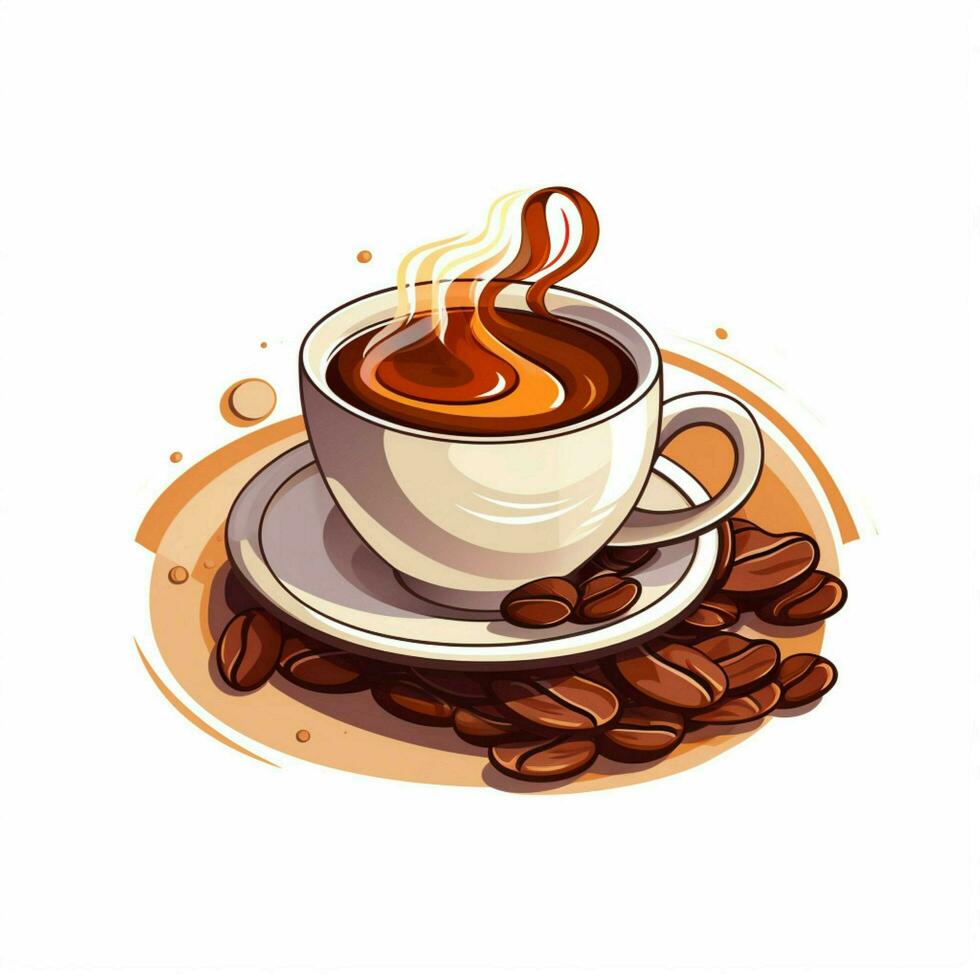 café 2d vector ilustración dibujos animados en blanco antecedentes foto