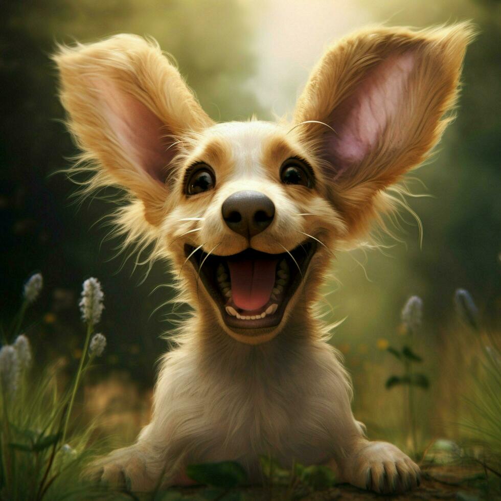 Comical animals with floppy ears and big smiles photo