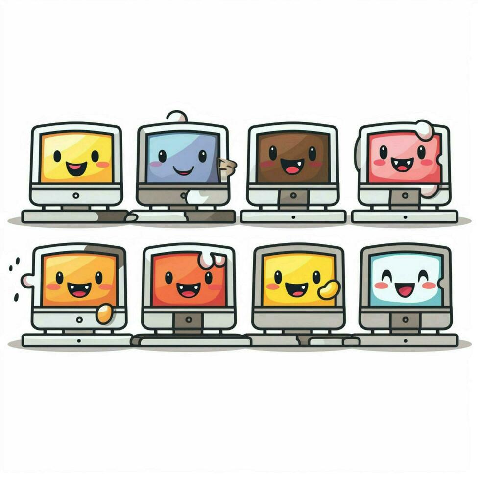 Computer Emojis 2d cartoon vector illustration on white ba photo