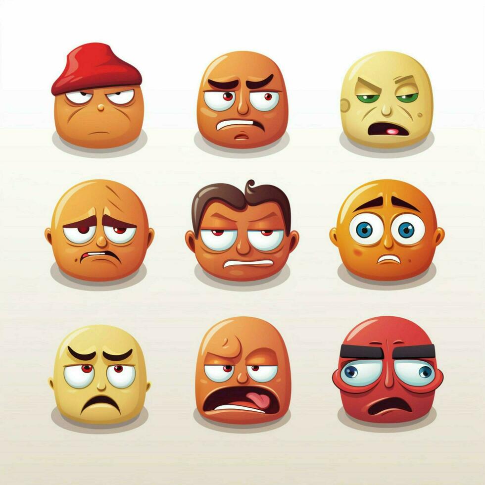 Concerned Faces Emojis 2d cartoon vector illustration on w photo