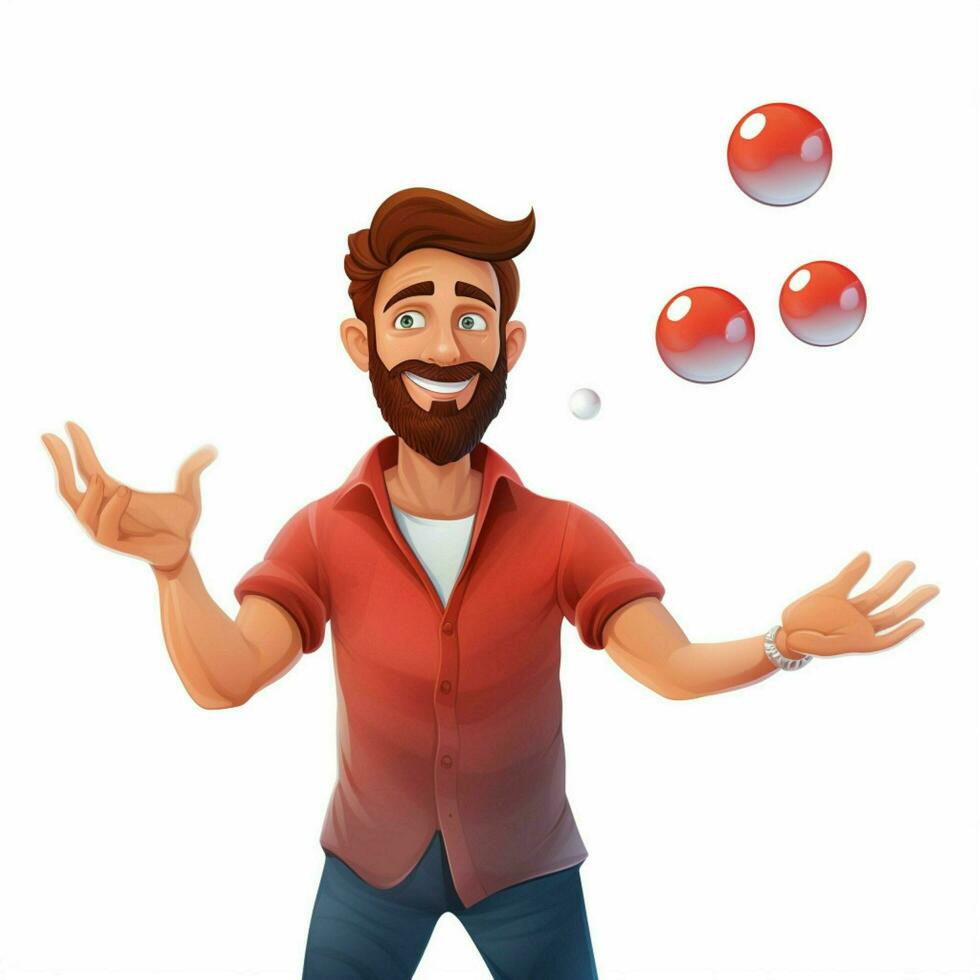 Contact juggling acrylic ball 2d cartoon illustraton on wh photo