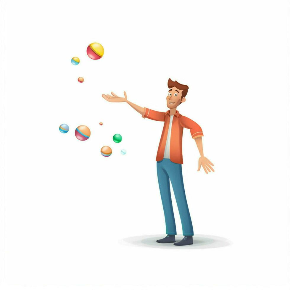 Contact juggling acrylic ball 2d cartoon illustraton on wh photo