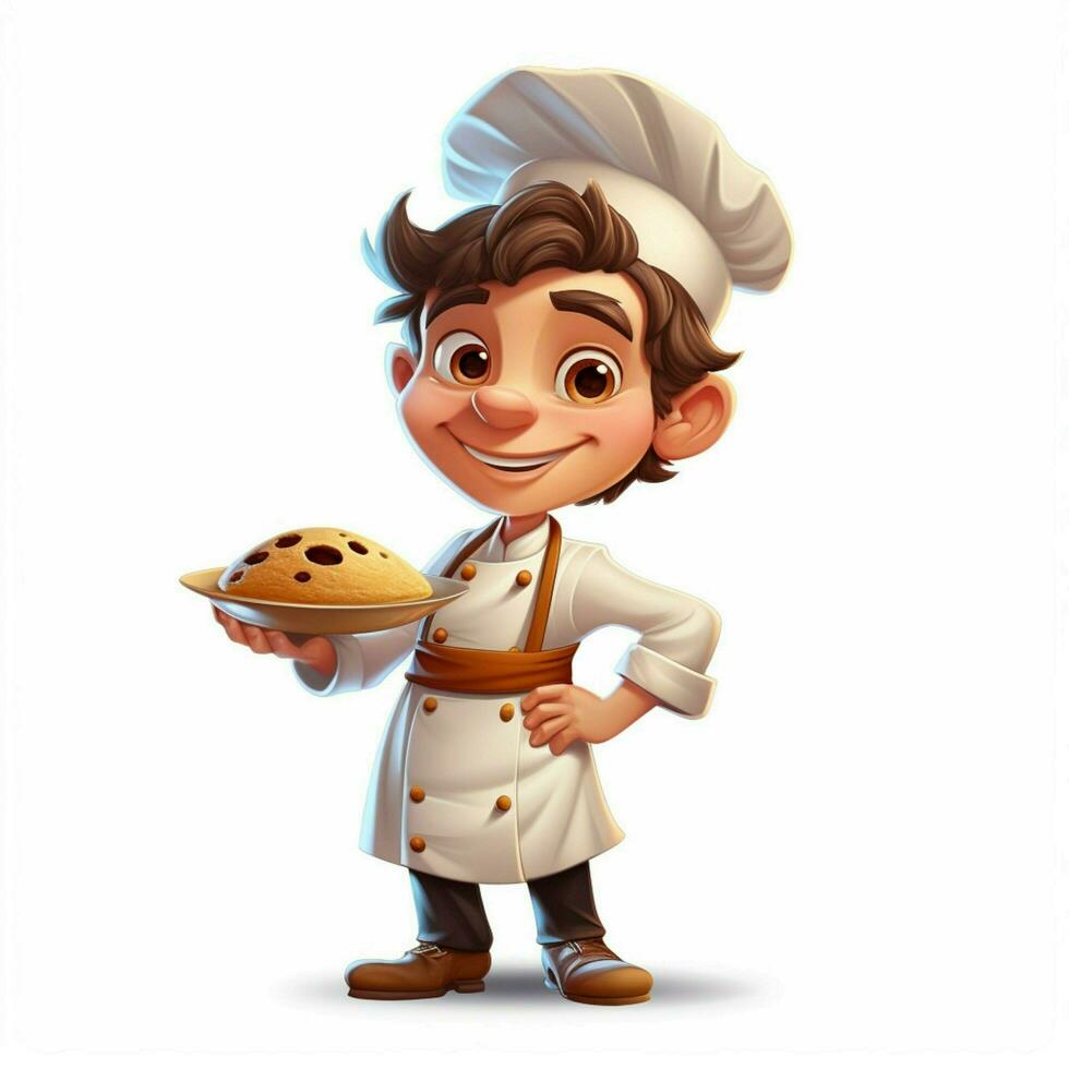 Cook 2d cartoon illustraton on white background high quali photo