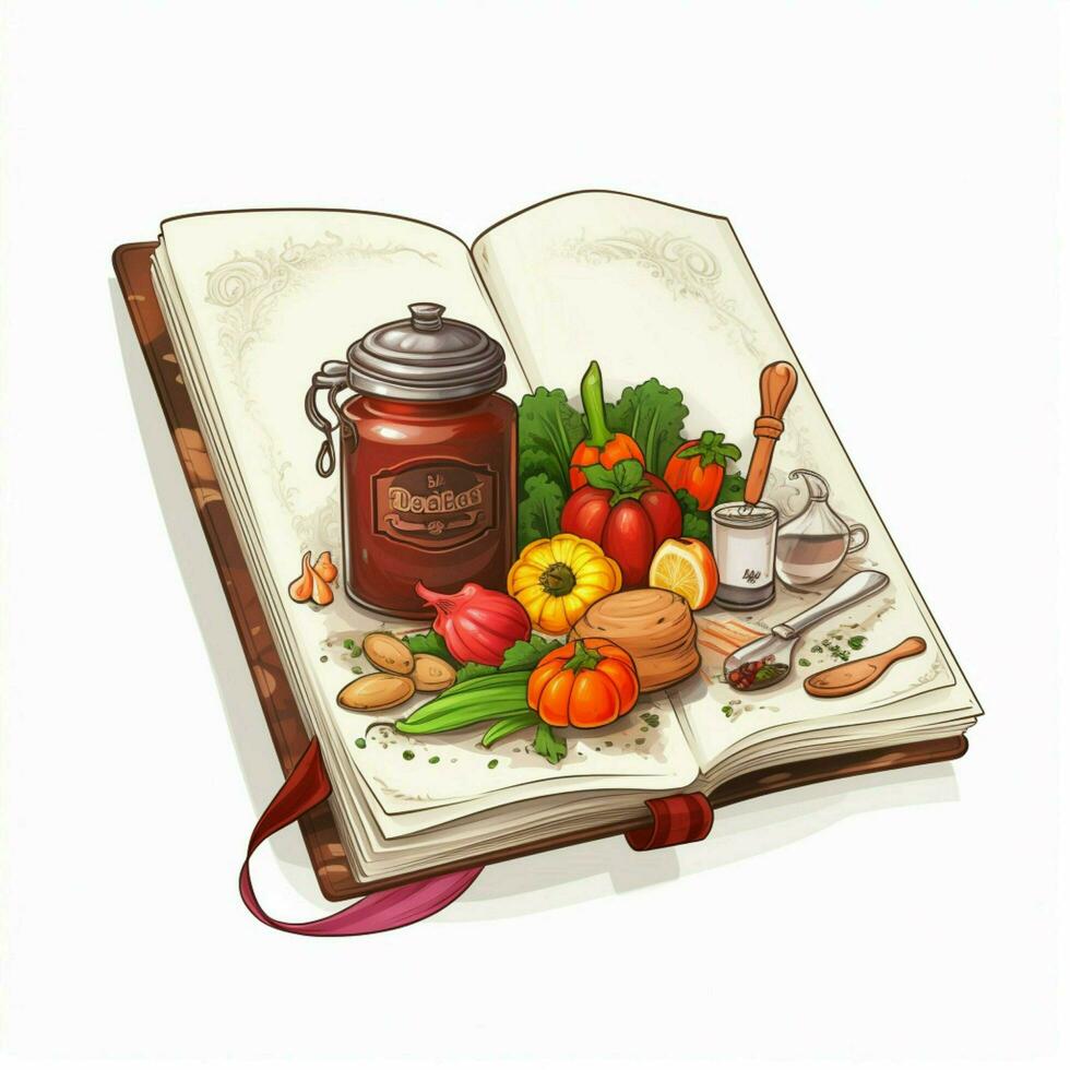 libro de cocina 2d dibujos animados ilustracion en blanco antecedentes alto q foto