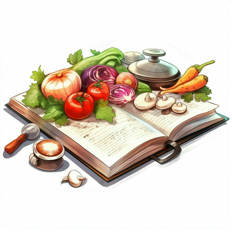 libro de cocina 2d dibujos animados ilustracion en blanco antecedentes alto q foto