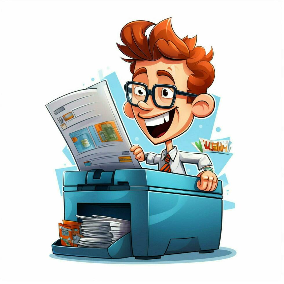 Copier 2d cartoon illustraton on white background high qua photo