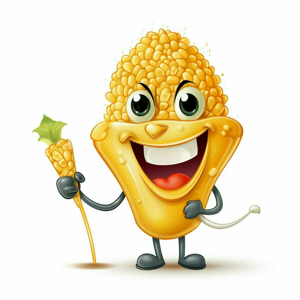 Corn Popper 2d cartoon illustraton on white background hig photo