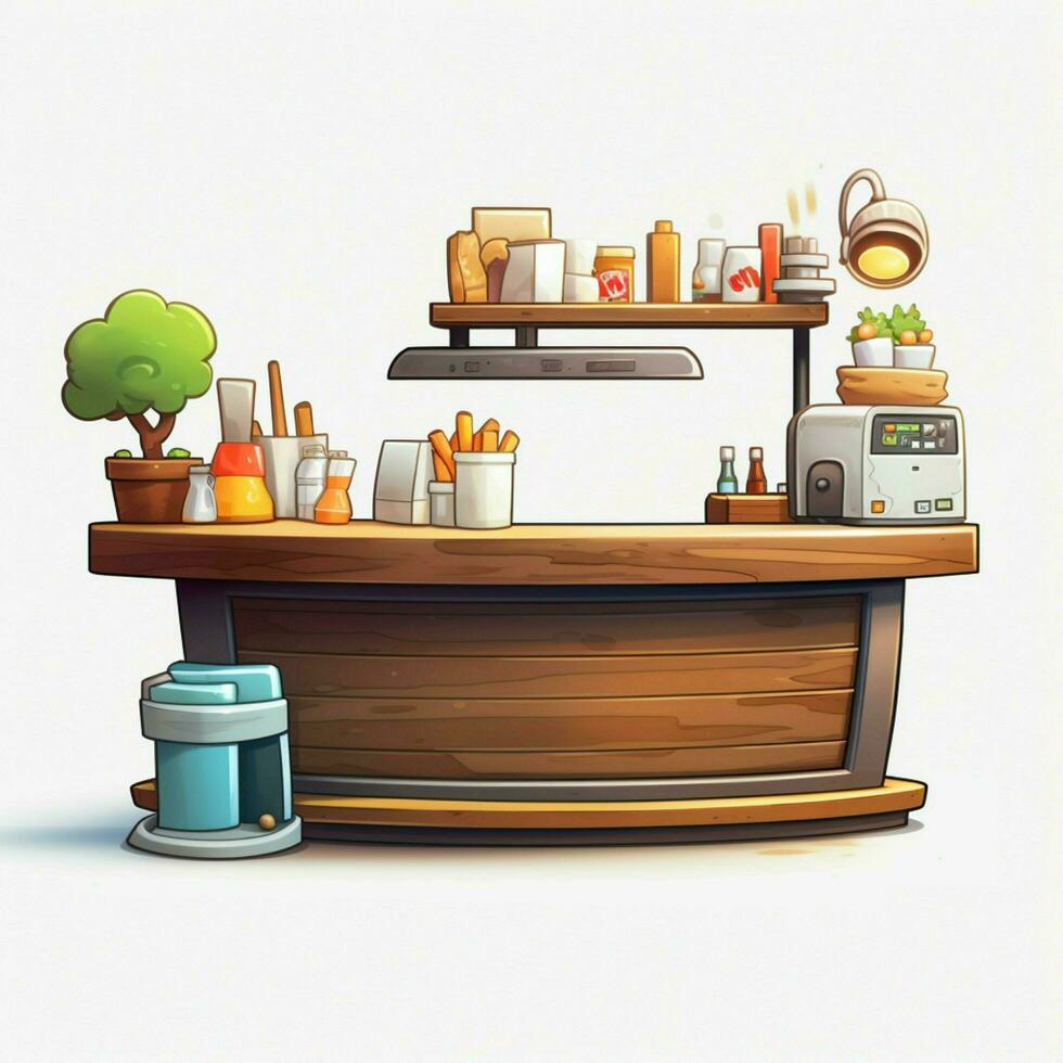 Counter Counter Top 2d cartoon illustraton on white backgr photo