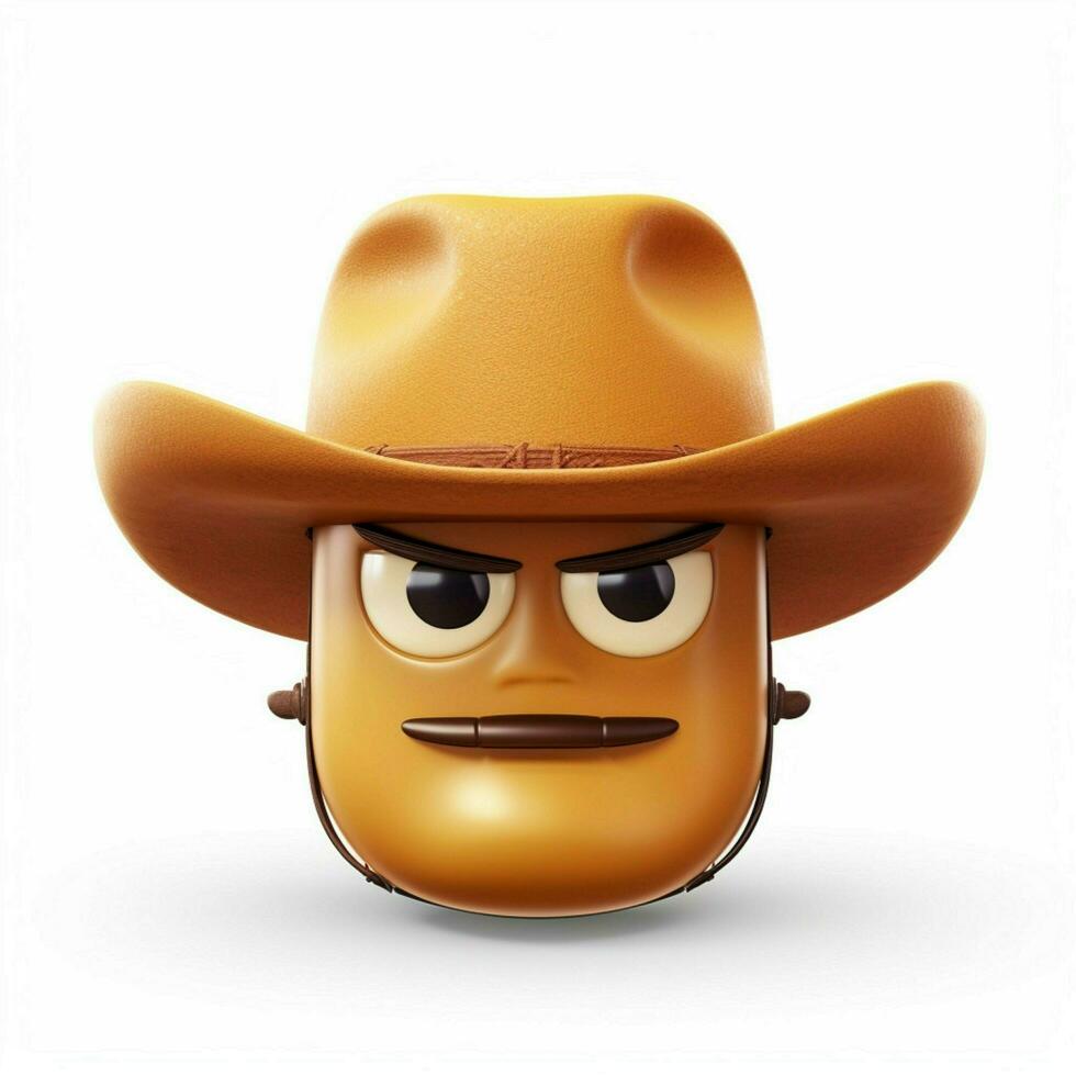 Cowboy Hat Face emoji on white background high quality 4k photo