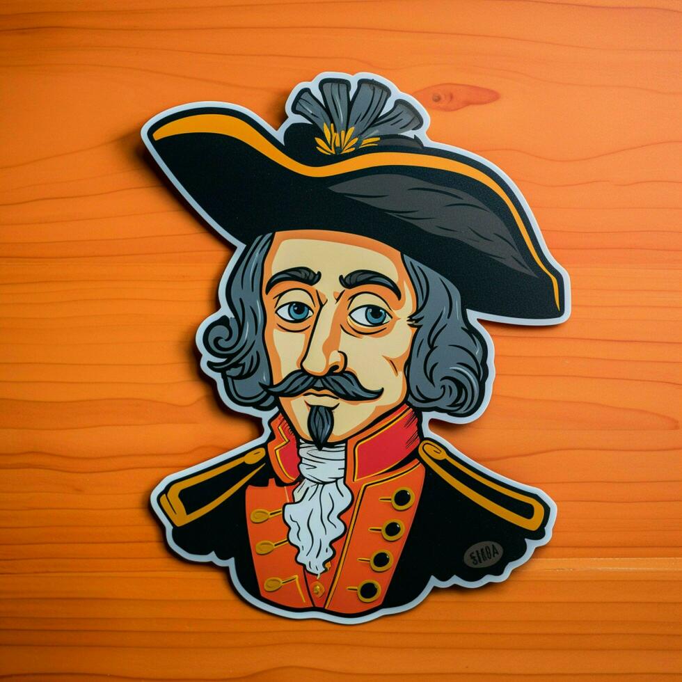 Craft a sticker inspired by a famous historical figure photo