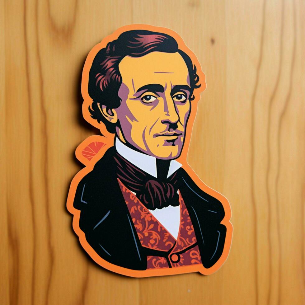 Craft a sticker inspired by a famous historical figure photo
