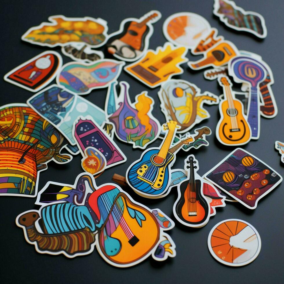 Craft a sticker inspired by a specific genre of music photo