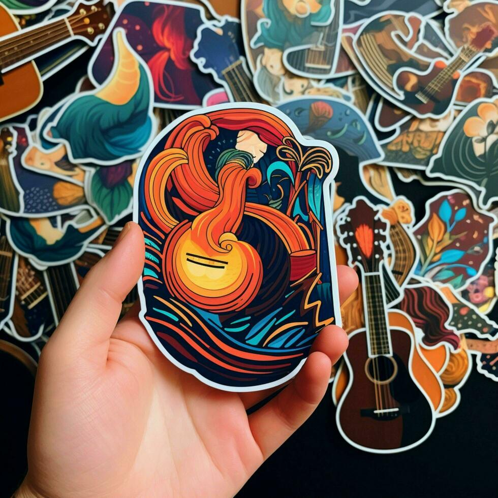 Craft a sticker inspired by a specific genre of music photo