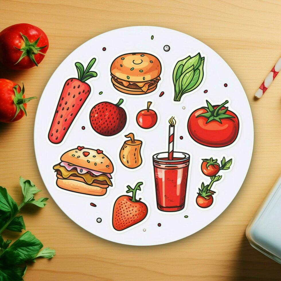 crear un pegatina presentando un encantador comida ilustración foto