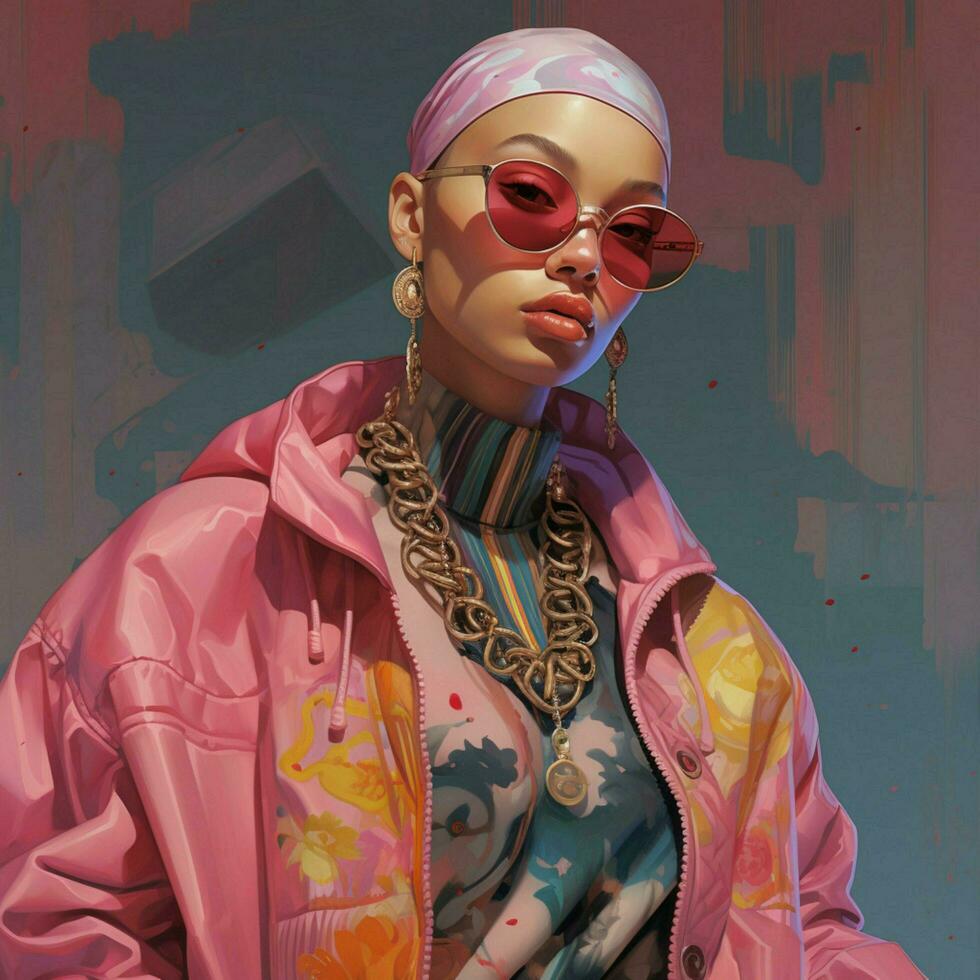 Create an artwork that reflects the Y2K fashion trends and photo