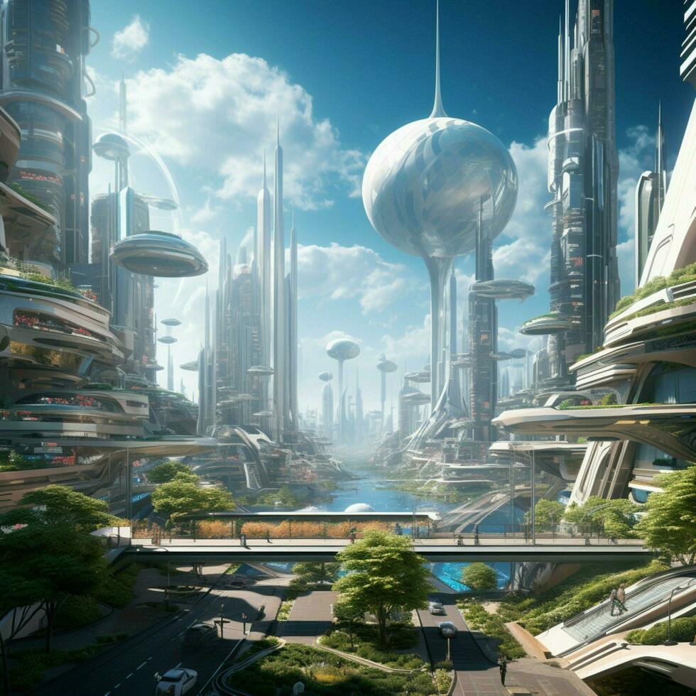 Creating a visual narrative of a futuristic utopia photo