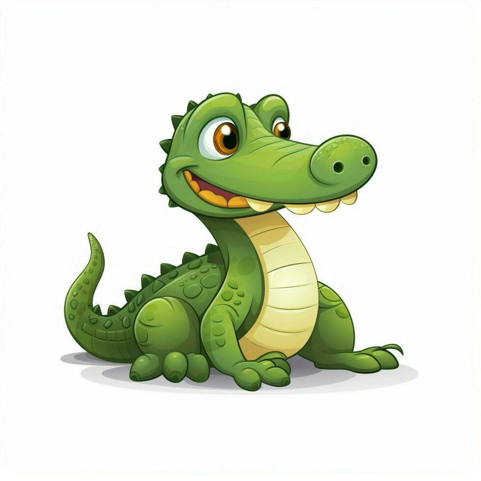 Crocodile 2d cartoon vector illustration on white backgrou photo