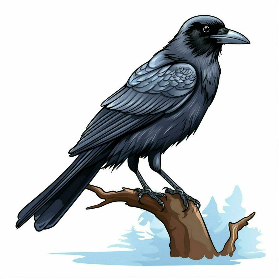 Crow 2d cartoon vector illustration on white background hi photo