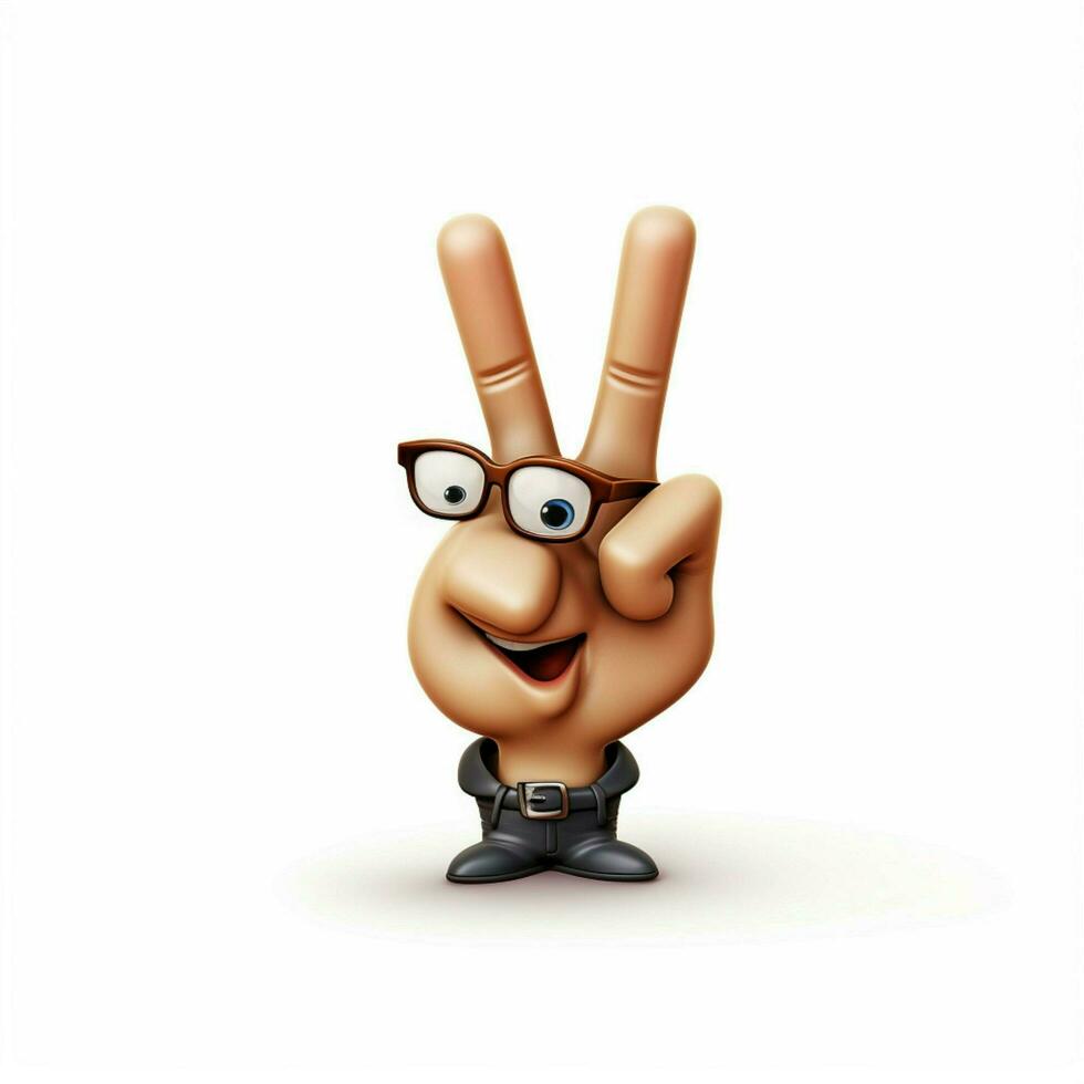 Crossed Fingers 2d cartoon illustraton on white background photo