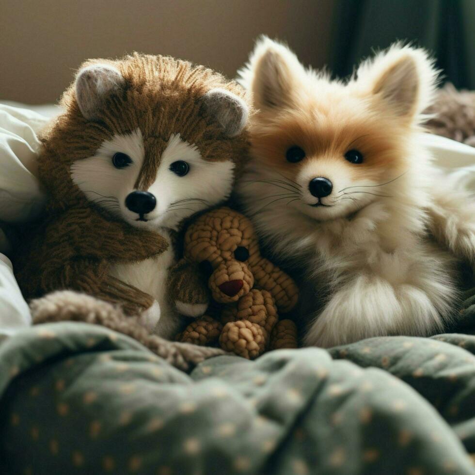 Cuddly creatures with soft fur begging for cuddle sessions photo