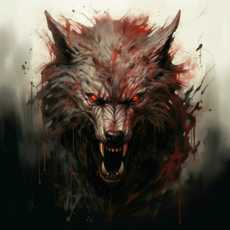 Cunning canid with sharp teeth and piercing eyes photo