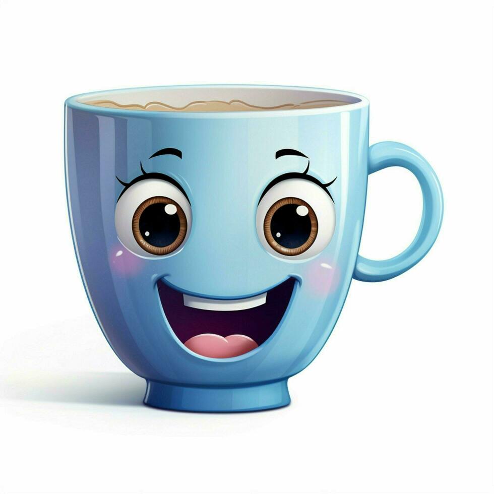 Cup 2d cartoon illustraton on white background high qualit photo