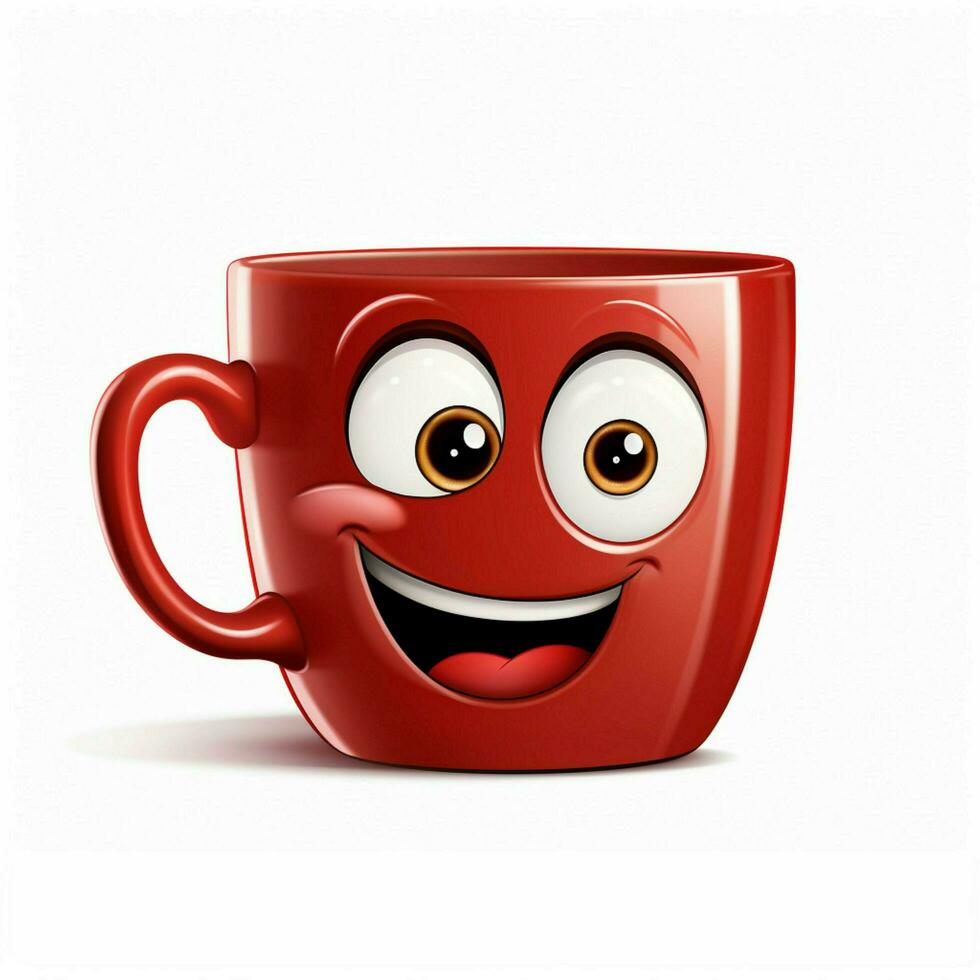 Cup 2d cartoon illustraton on white background high qualit photo