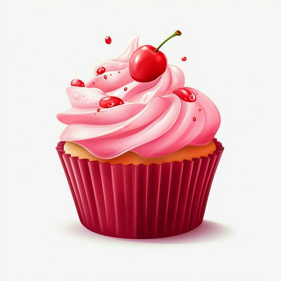 Cupcake 2d cartoon illustraton on white background high qu photo