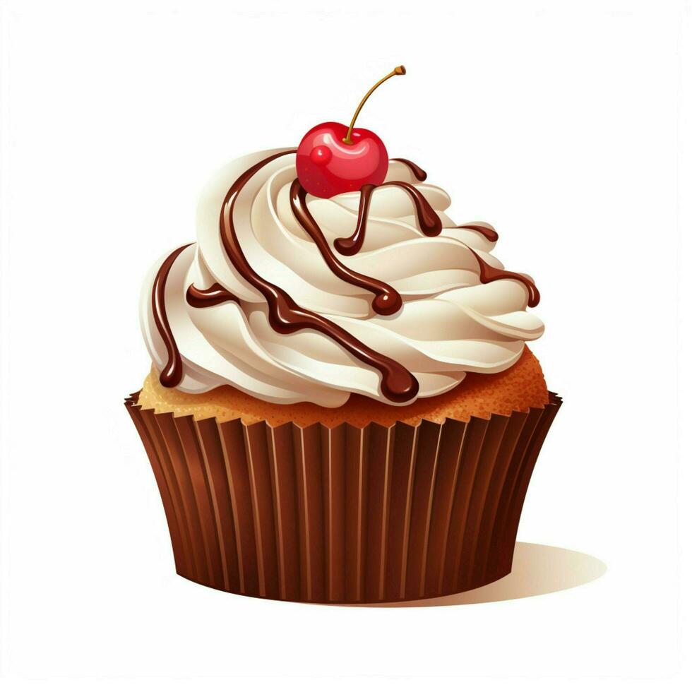 Cupcake 2d cartoon illustraton on white background high qu photo