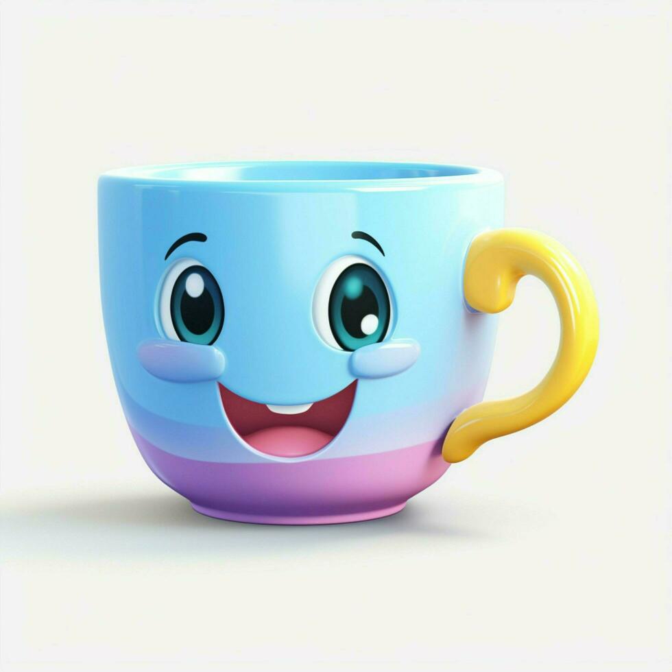 Cup 2d cartoon illustraton on white background high qualit photo