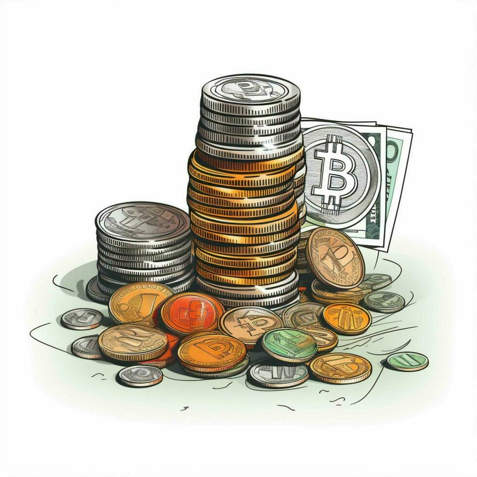 Currency 2d cartoon vector illustration on white backgroun photo