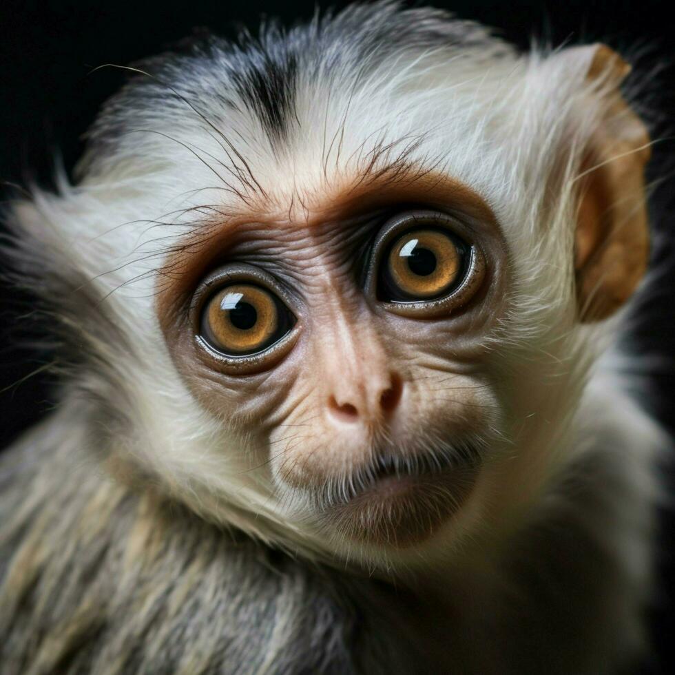 Curious primate with expressive eyes photo