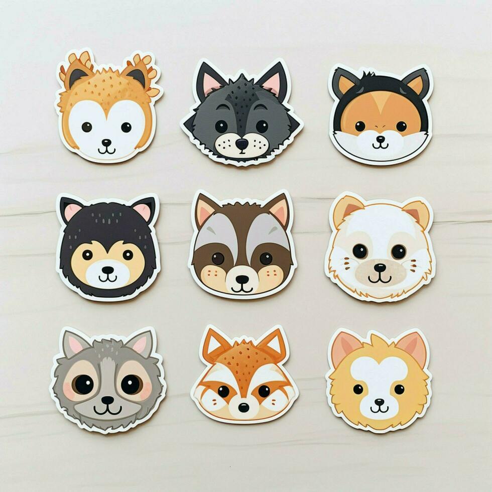 Cute and charming animal face stickers photo