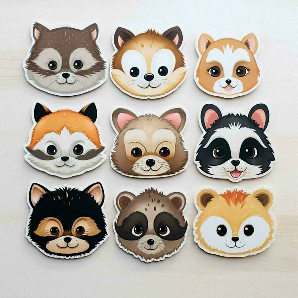 Cute and charming animal face stickers photo