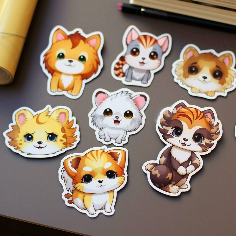 Cute and charming animal face stickers photo