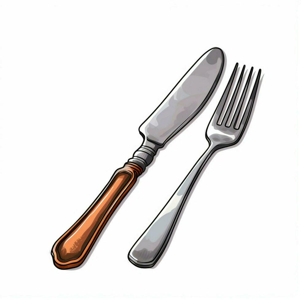 Cutlery 2d cartoon illustraton on white background high qu photo