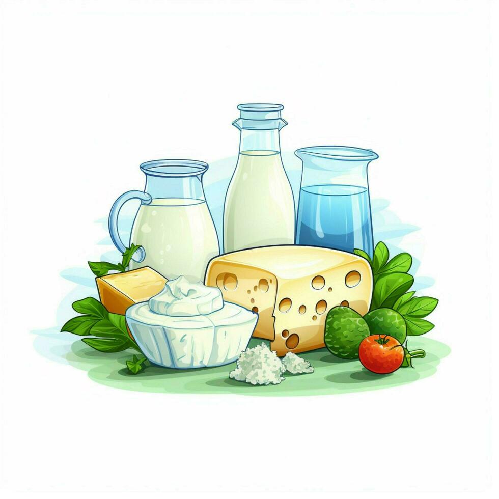 Dairy 2d vector illustration cartoon in white background h photo