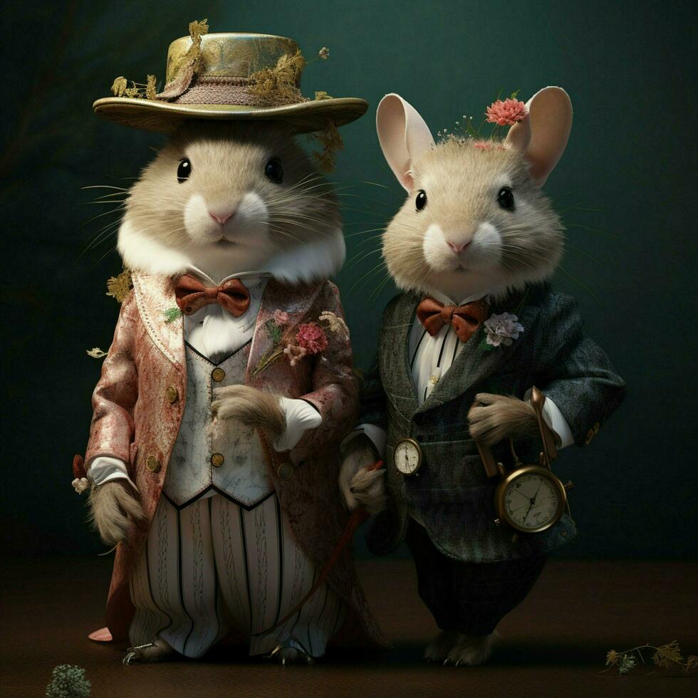 Dapper creatures with fancy accessories and stylish poses photo