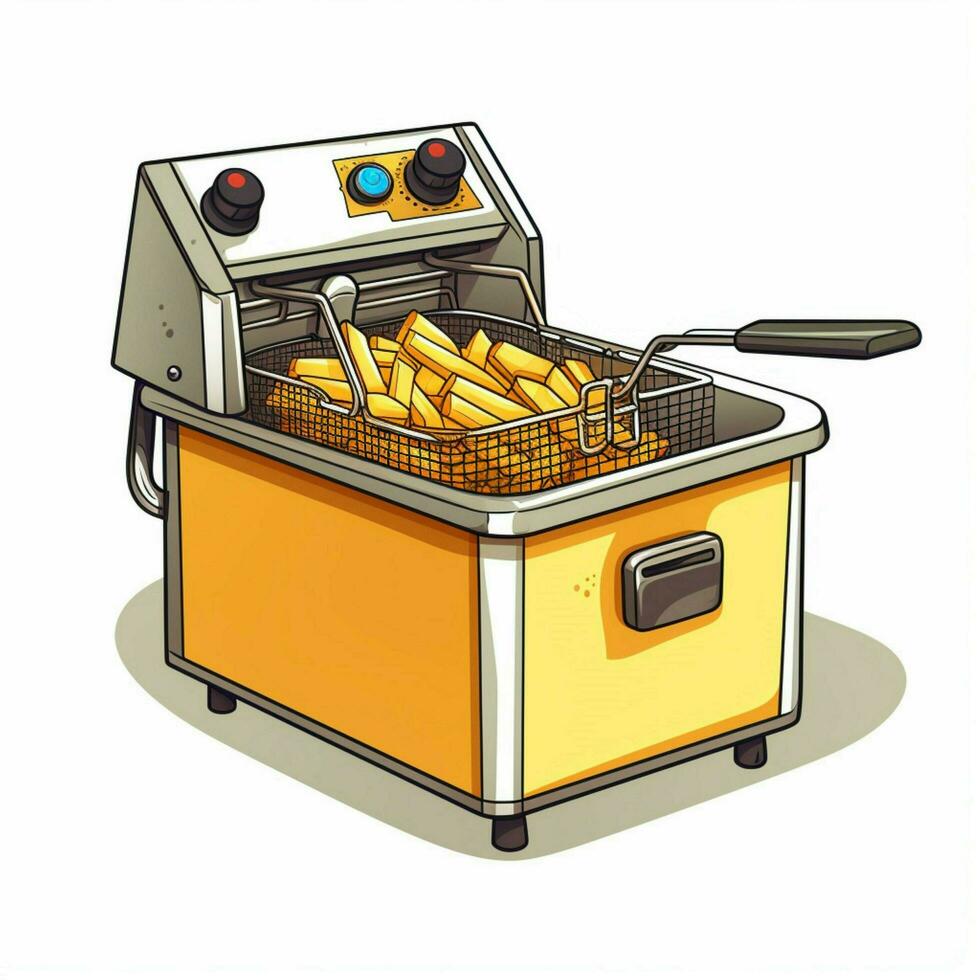 Deep Fryer 2d cartoon illustraton on white background high photo